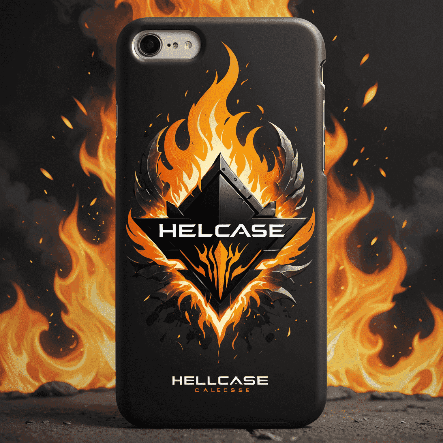 Logo di HellCase con fiamme e una cassa CS:GO